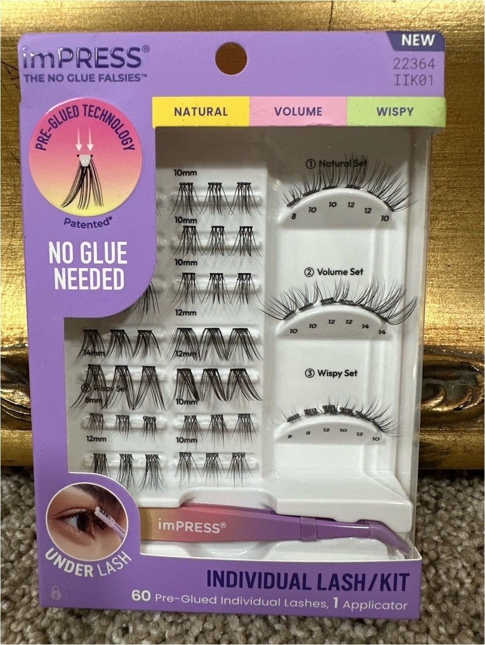 NIB Impress Beauty The No Glue Falsies Lashes Natural Volume Wispy 22364